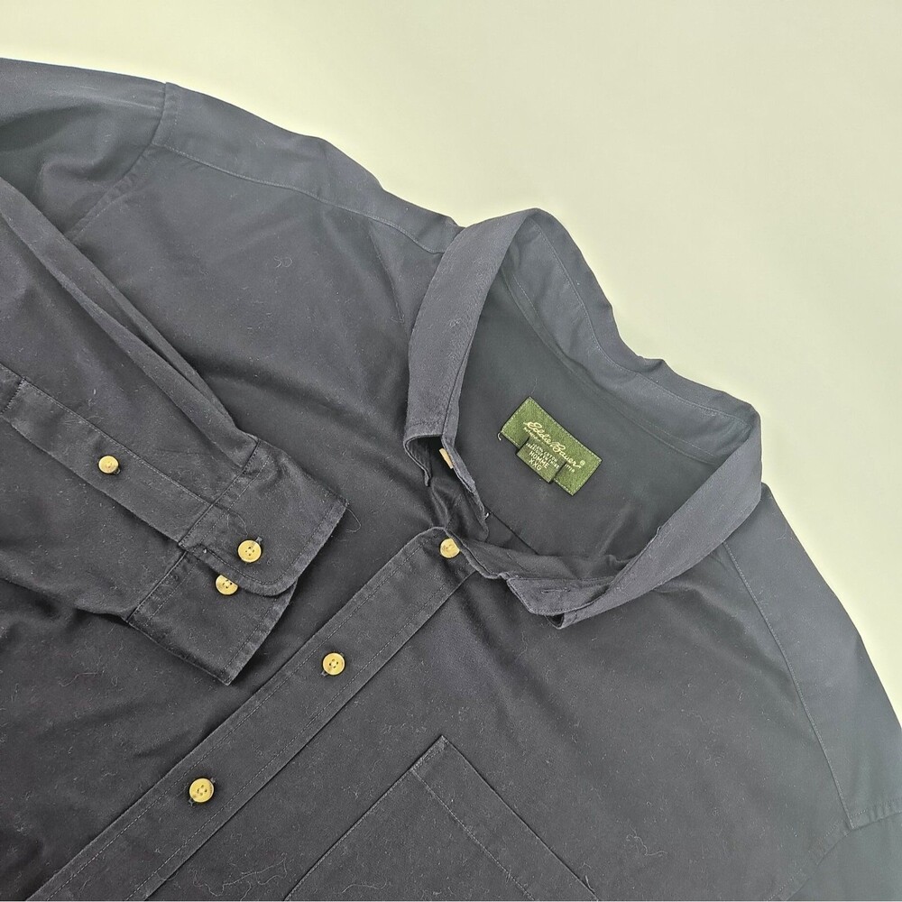 Eddie Bauer Men Shirt 2XL Navy Blue Classic Old Money Heritage Traditional Work